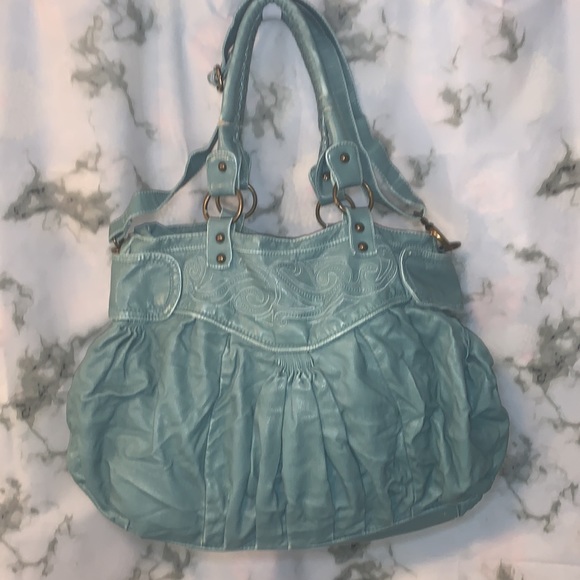 🎒 Vintage Deux Lux Teal Western Embossed Large Shoulder Bag Urban Outfitters - Picture 9 of 14